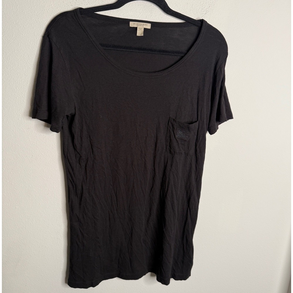 Burberry Brit Women's Large Black Short Sleeve Pocket Logo‎ T Shirt Casual Comfy